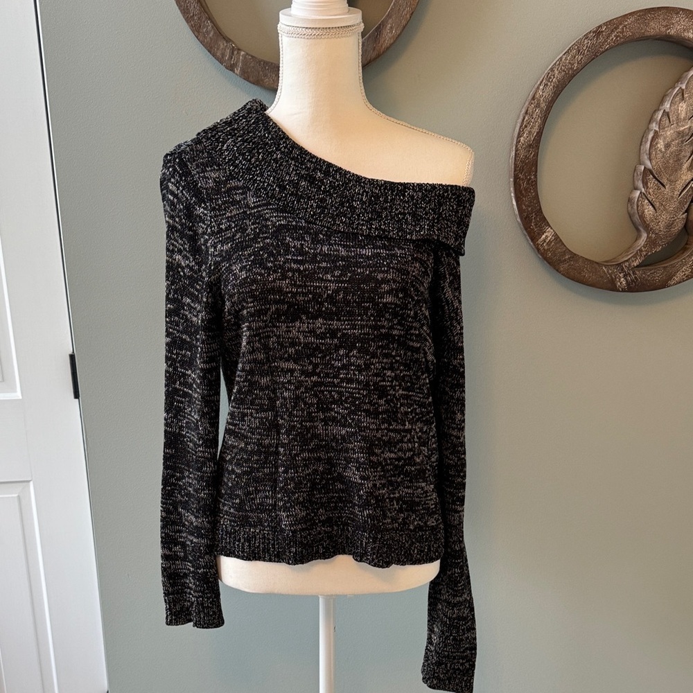 Dana Buchman Charcoal and Black Cowl Neck Knit Sweater size L - Picture 6 of 8